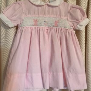 Pink girls smocked Easter dress 12M VINTAGE